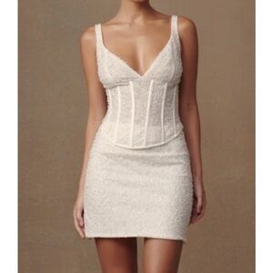 Meshki Pearl Beaded Bustier + Skirt Set